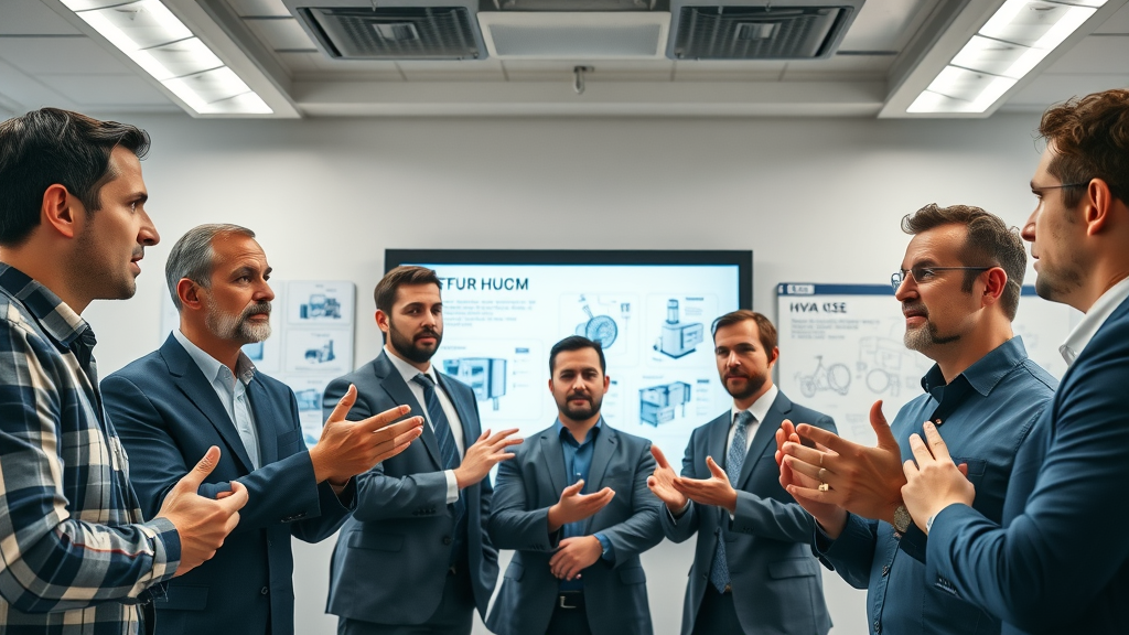 Conference of HVAC professionals discussing furnace inspection innovations 2025