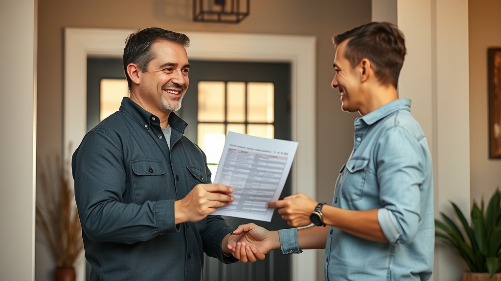 HVAC technician presents maintenance checklist to homeowner after thorough inspection