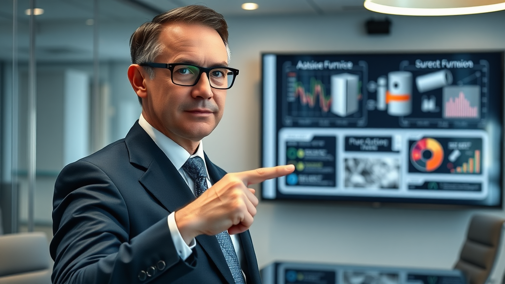 Home improvement analyst explains furnace maintenance value in boardroom presentation