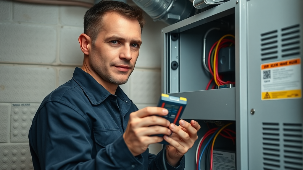 HVAC technician inspecting furnace for common issues